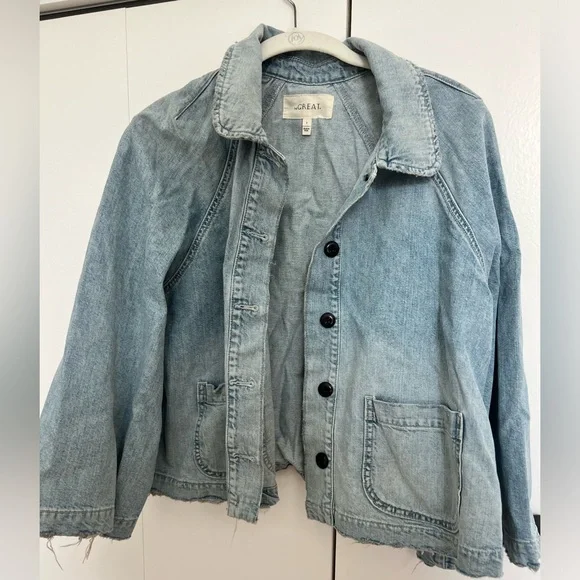 THE GREAT. Blue Relaxed Fit Jean Jacket - Picture 1 of 1